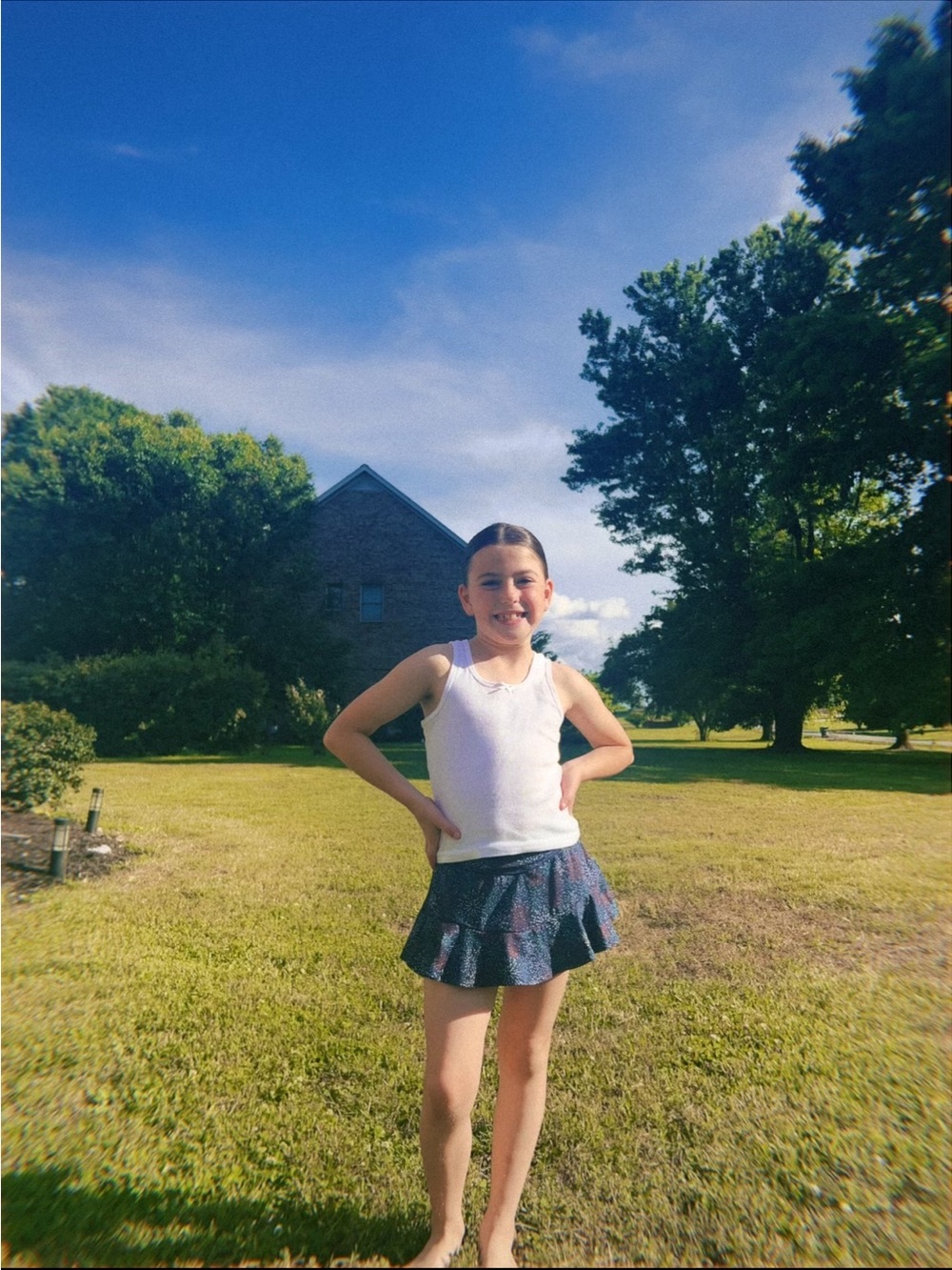 Girls Navy Floral Ruffle Skort - Unbranded